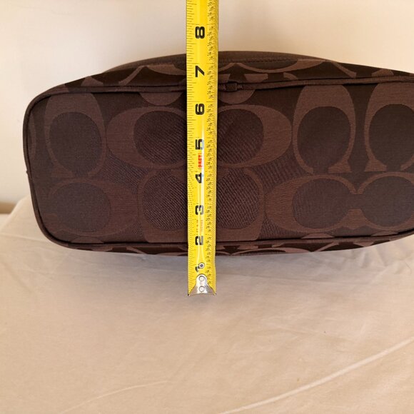 Authentic Coach Monogram Brown Small Shoulder/Wristlet Bag, Brown Lining - Picture 11 of 12